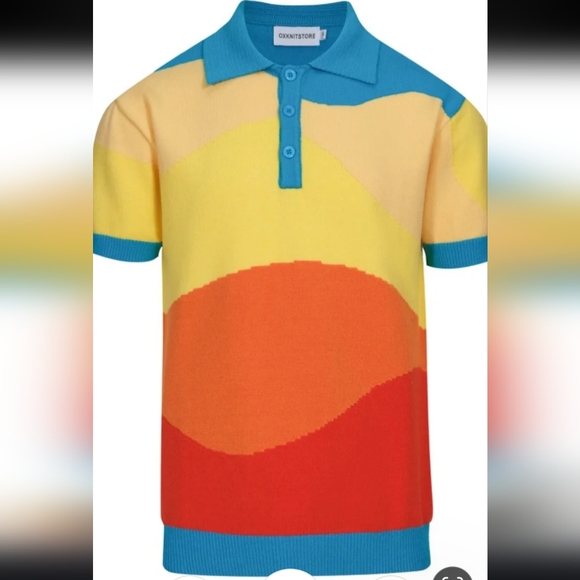 OXKNITSTORE Mens Multicolored Wavy Knit Shirt Size 2XL NWT - Picture 1 of 6